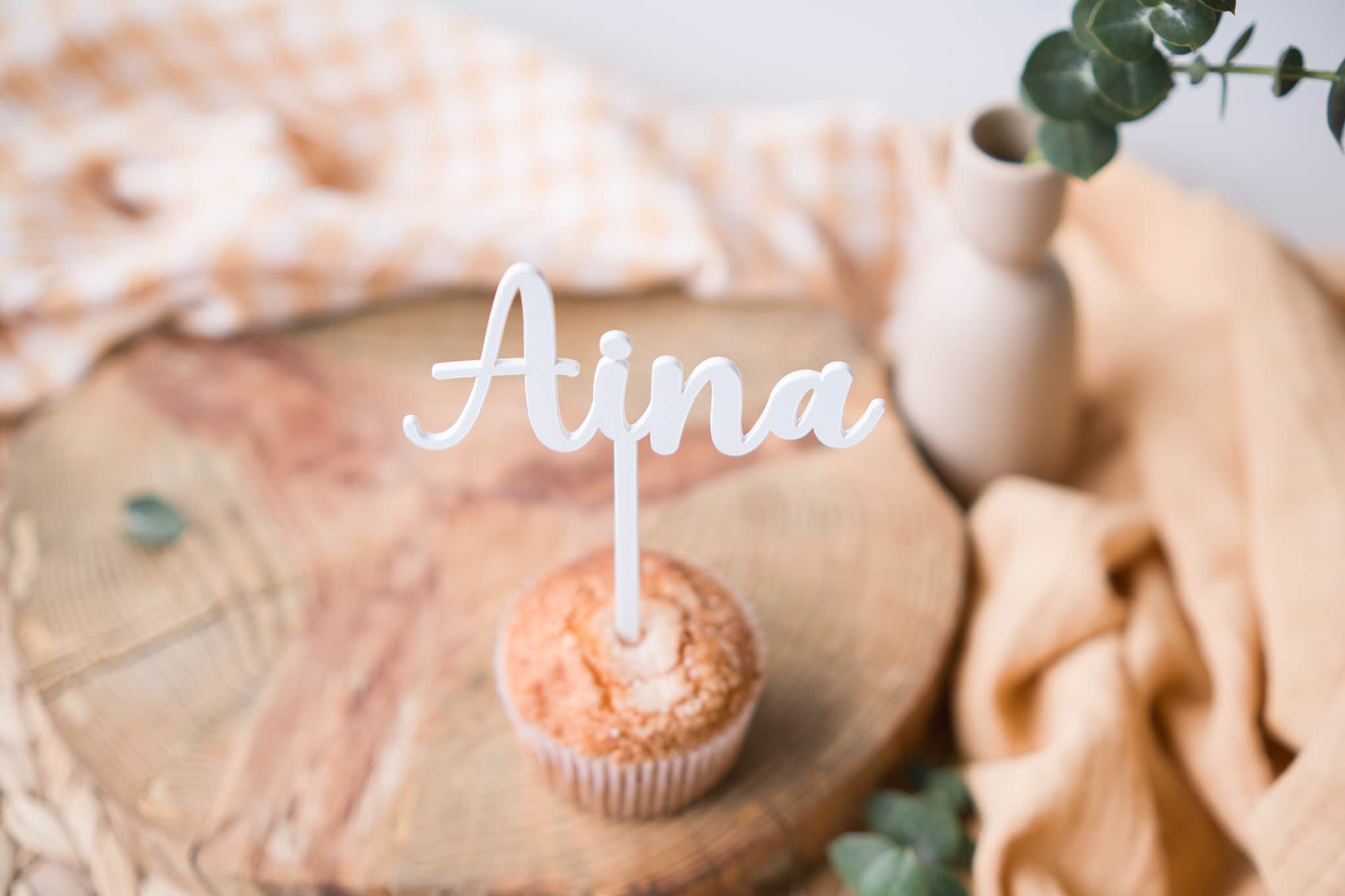 Topper metacrilato blanco con nombre