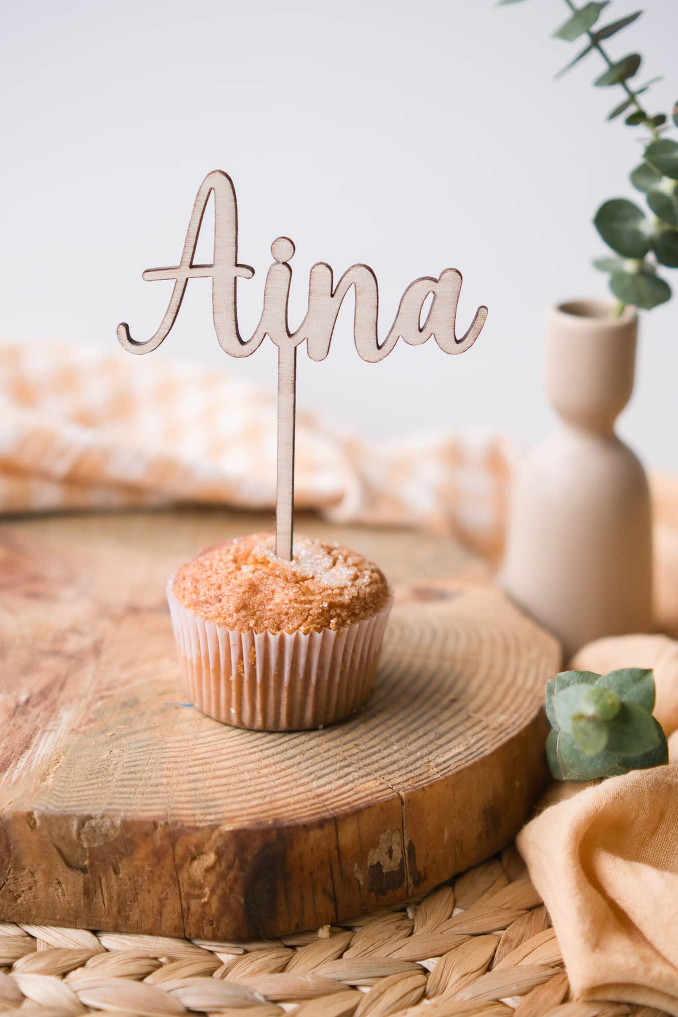 Topper de madera nombre cortado