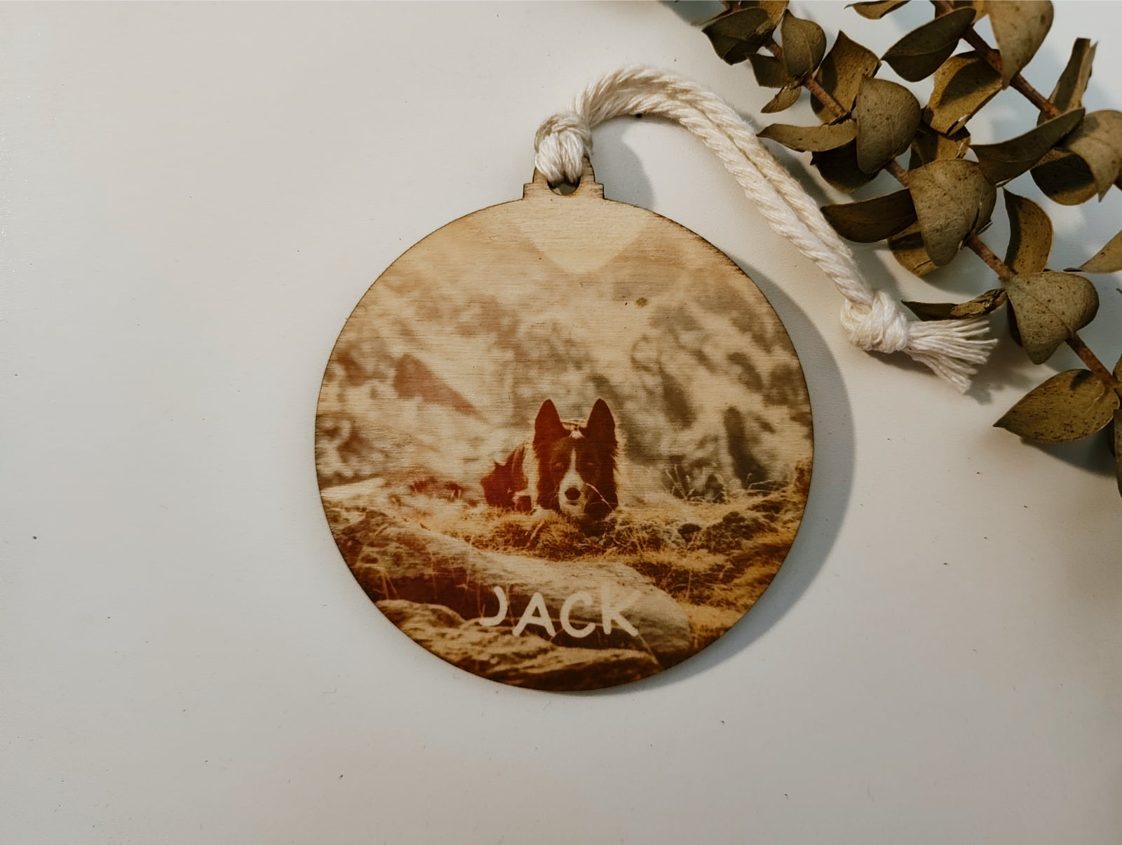 Bola de Nadal amb foto personalitzada de fusta